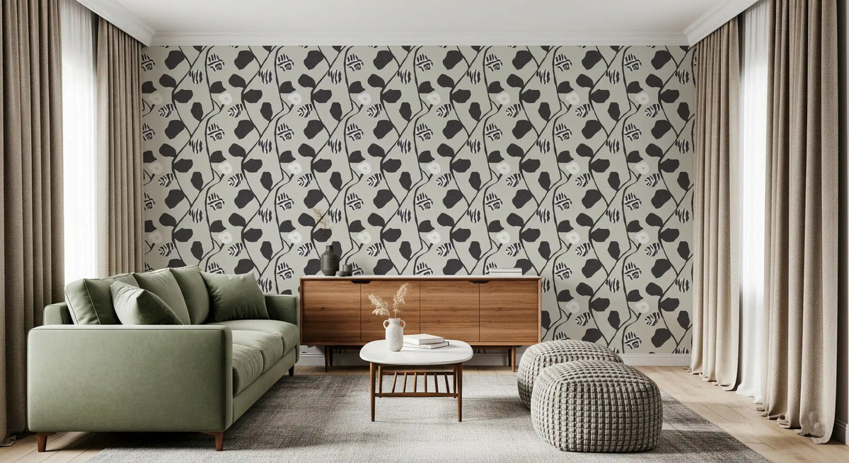 Abstract Floral Vine Arrangement Wallpaper⁠