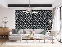 Minimalist Graphite Botanical Weave Wallpaper⁠