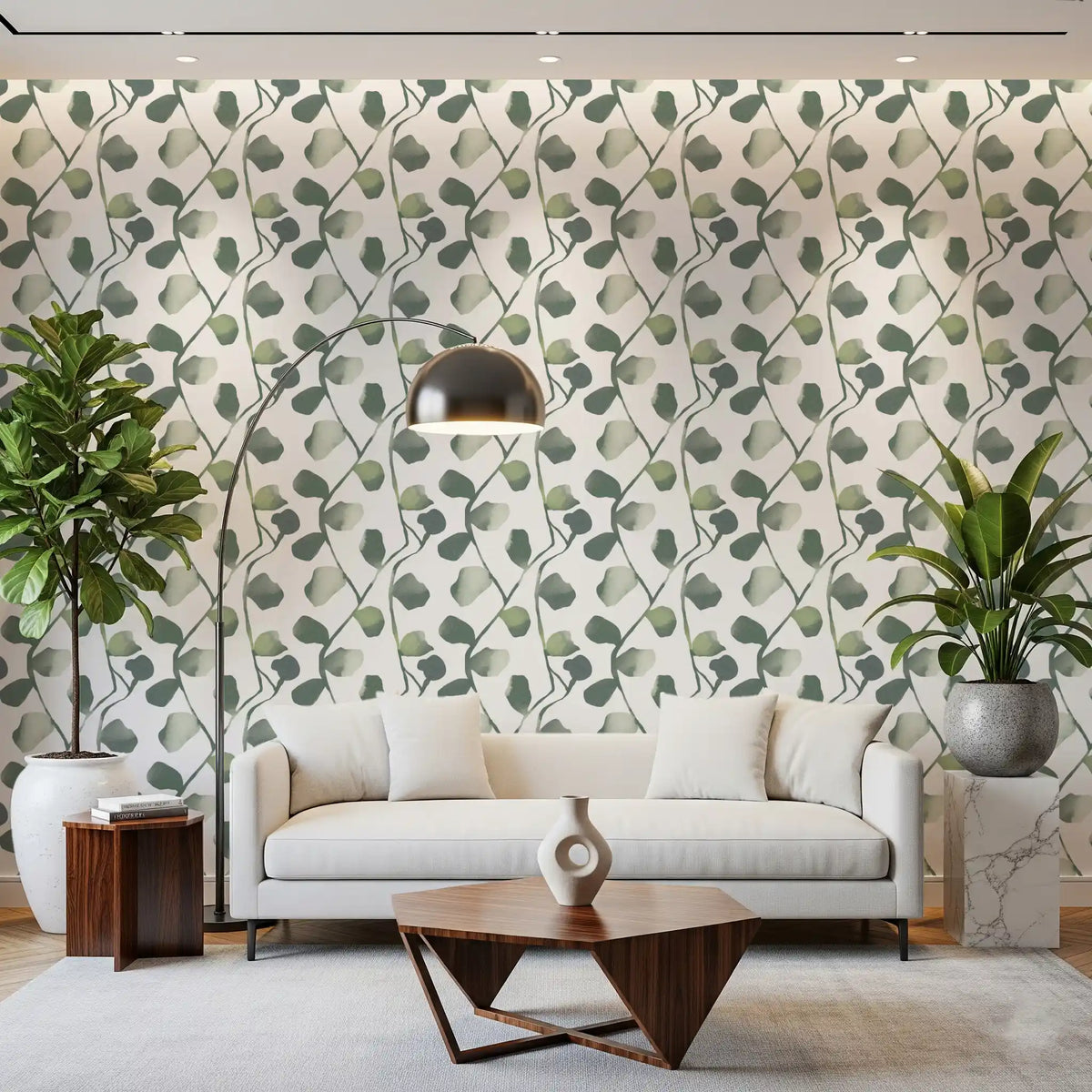 Soft Watercolor Eucalyptus Vines Wallpaper⁠