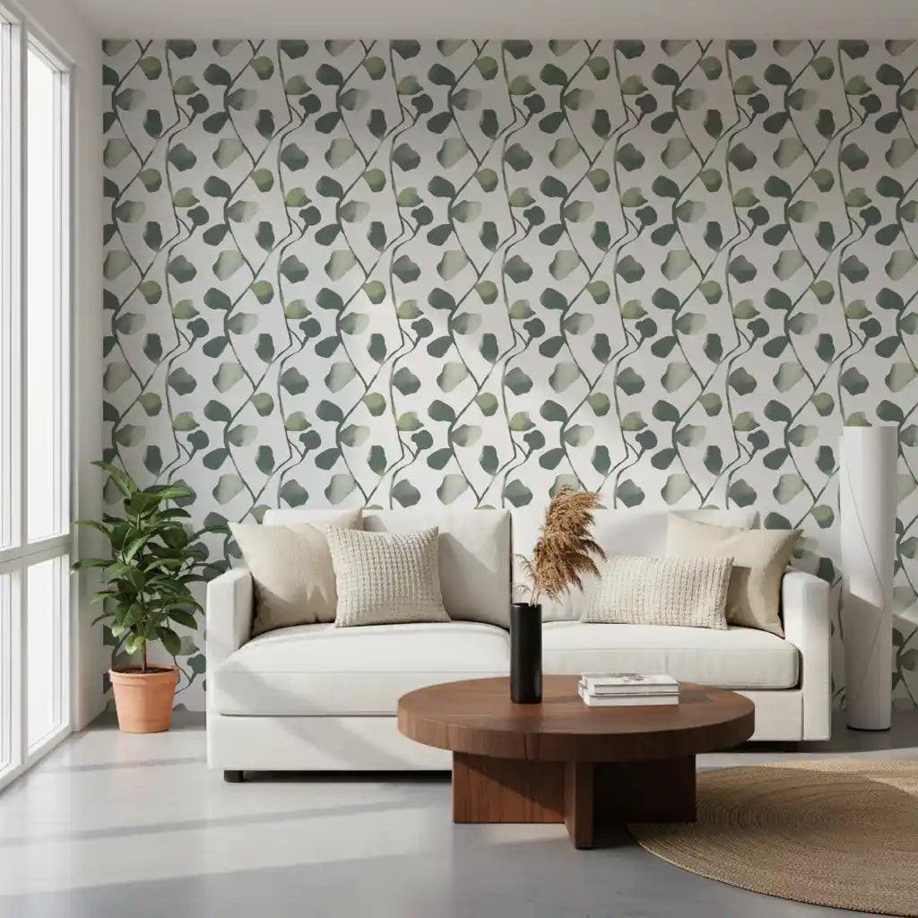 Soft Watercolor Eucalyptus Vines Wallpaper⁠