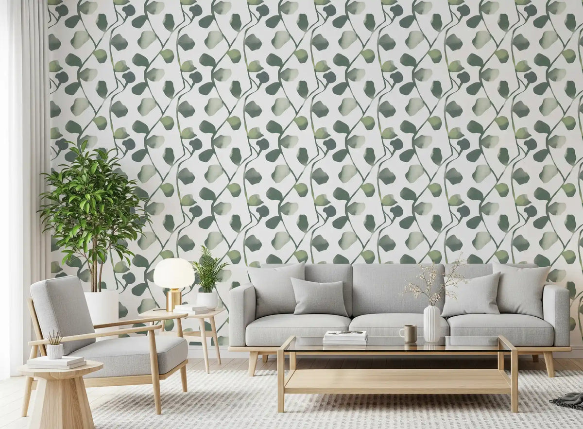 Soft Watercolor Eucalyptus Vines Wallpaper⁠
