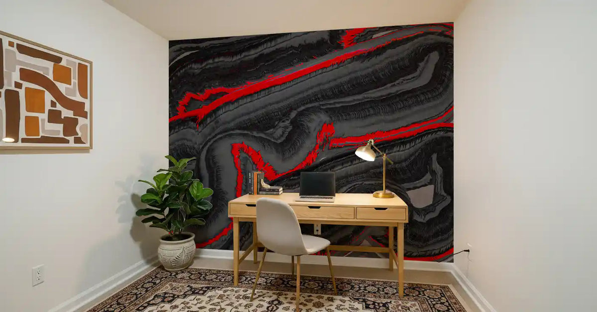 Crimson Graphite Flow Wall Mural