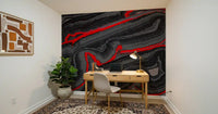 Crimson Graphite Flow Wall Mural