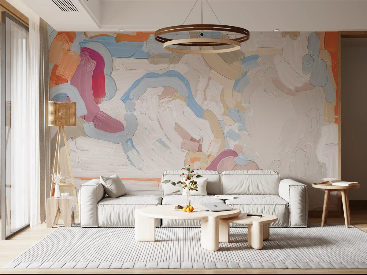 Abstract Painted Strokes in Soft Tones Wall Mural