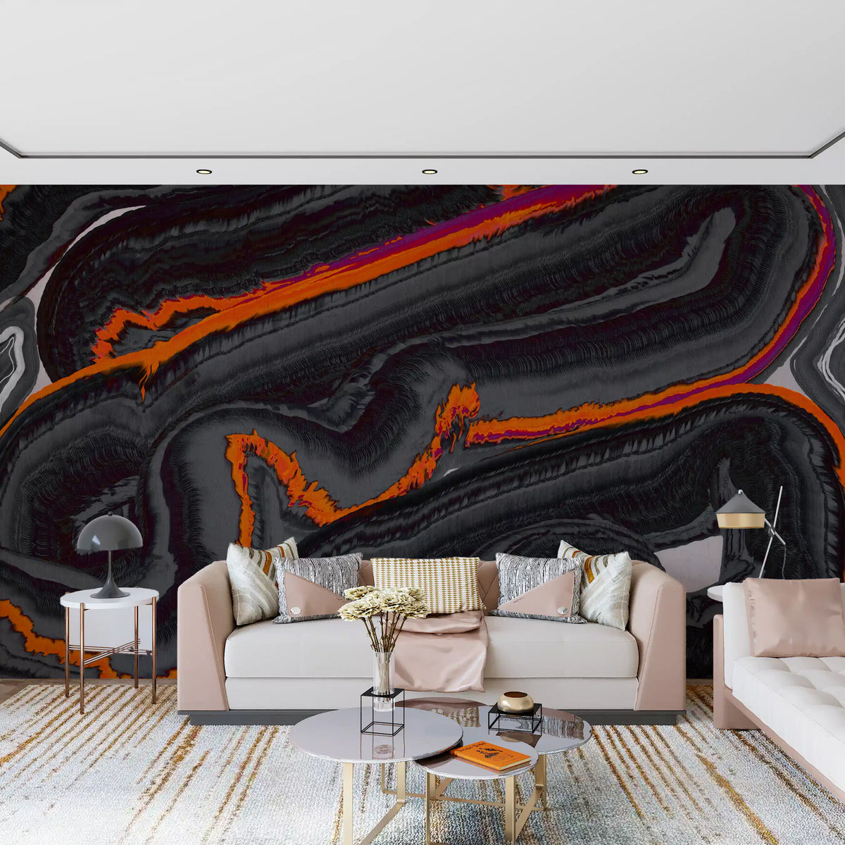 Fiery Strata Contemporary Pattern Wall Mural