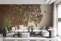 Golden Morning Mist Forest Wall Mural