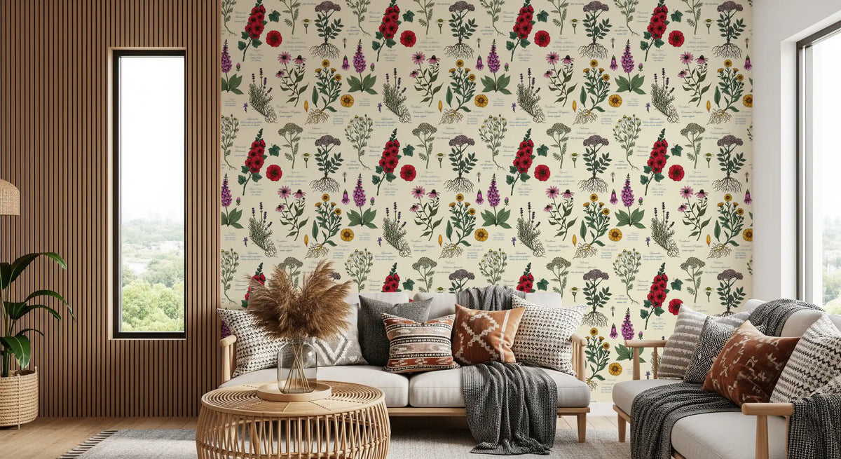 Vintage Botanical Herbarium Study Wallpaper⁠