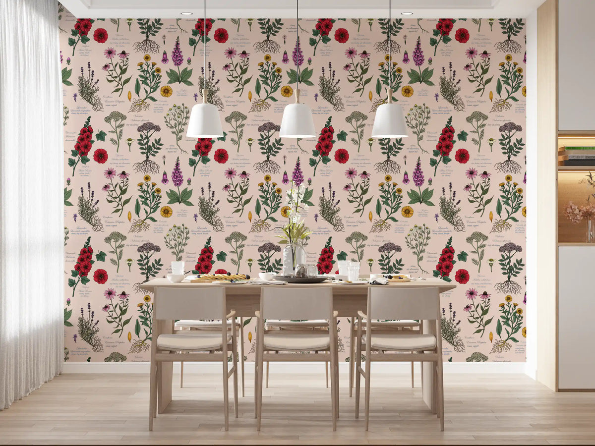 Medicinal Wildflower Garden Study Wallpaper⁠