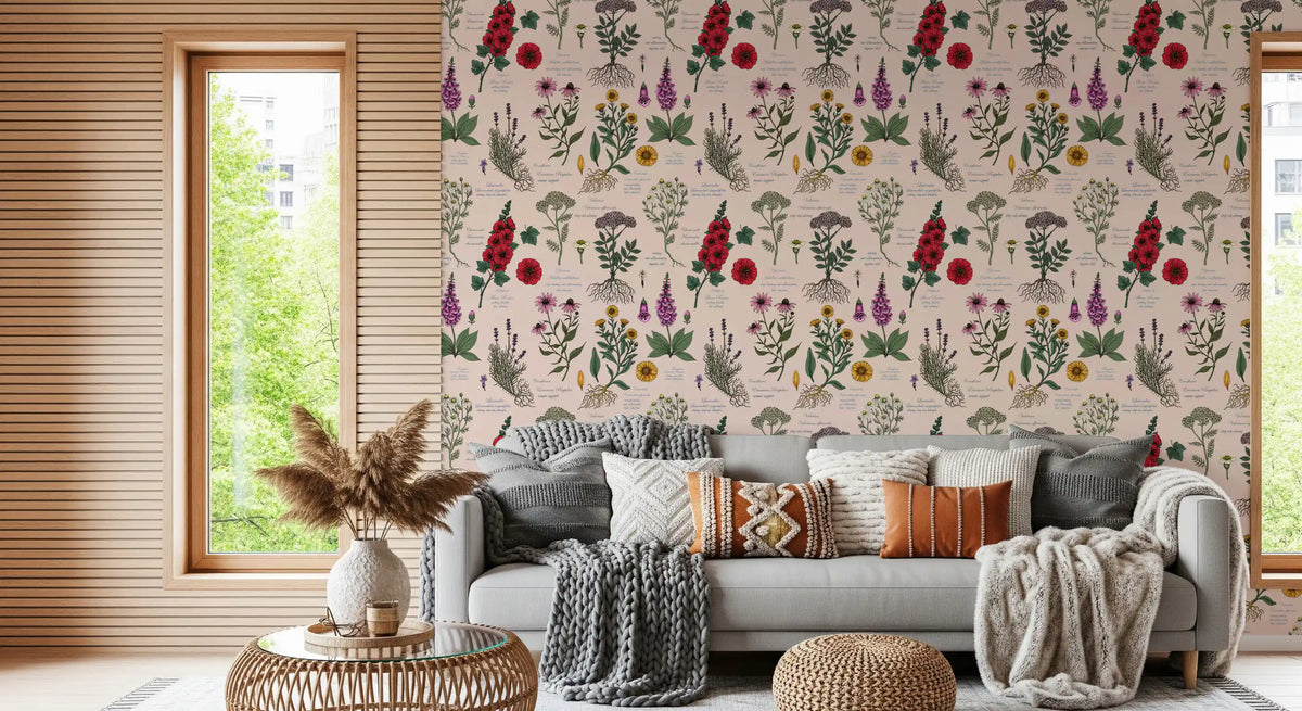 Medicinal Wildflower Garden Study Wallpaper⁠