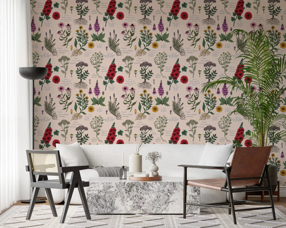 Medicinal Wildflower Garden Study Wallpaper⁠