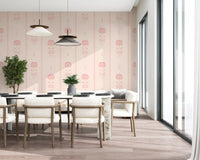 Soft Blush Floral Stripe Wallpaper⁠