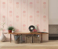 Soft Blush Floral Stripe Wallpaper⁠