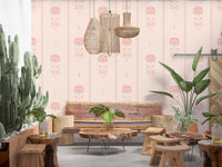 Soft Blush Floral Stripe Wallpaper⁠