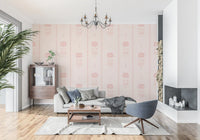 Soft Blush Floral Stripe Wallpaper⁠