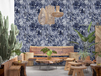 Indigo Jungle Foliage Layering Wallpaper⁠