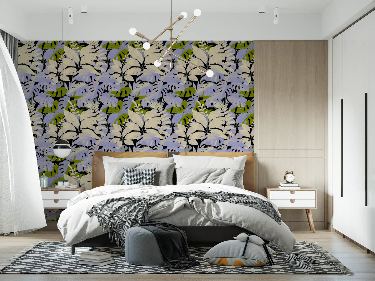 Jungle Foliage Silhouette Print Wallpaper⁠