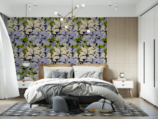 Jungle Foliage Silhouette Print Wallpaper⁠