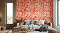 Fiery Coral Tropical Foliage Wallpaper⁠