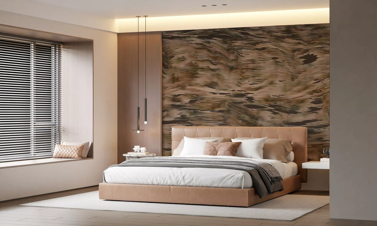 Earthy Tonal Brushstroke Motion Wall Mural