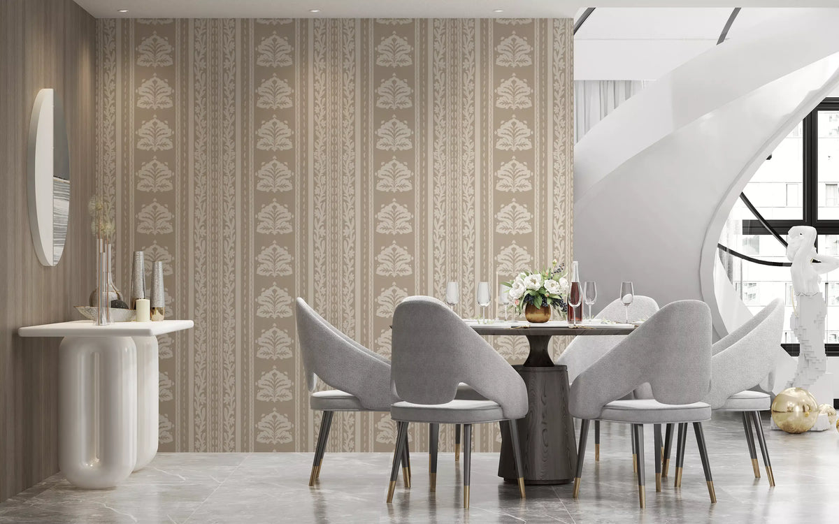 Beige Damask Stripe Heritage Wallpaper⁠