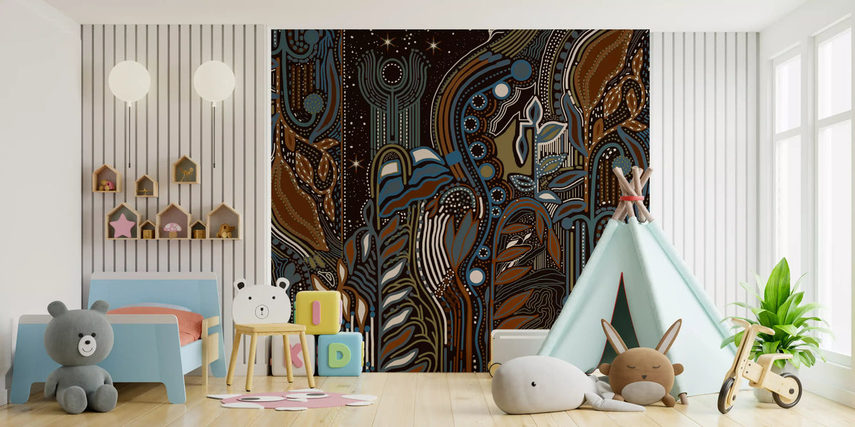 Starlit Botanical Rhythm Wall Mural