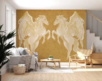 Rustic Mythological Pegasus Pattern Wall Mural