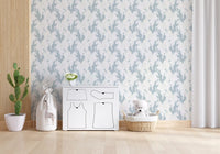 Ethereal Winged Horses on Soft Blue Wallpaper⁠