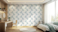 Ethereal Winged Horses on Soft Blue Wallpaper⁠