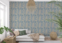 Minimalist Garden Bird Stripe Wallpaper⁠