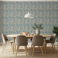 Minimalist Garden Bird Stripe Wallpaper⁠