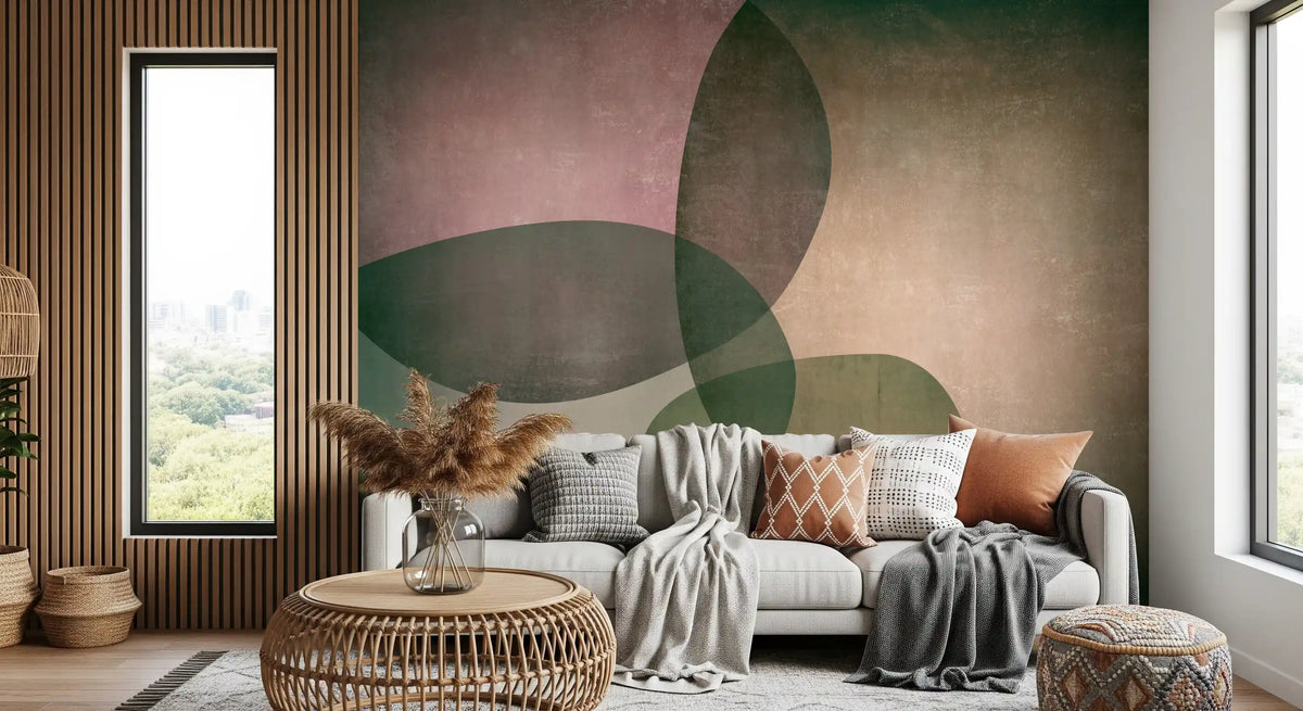 Organic Shapes Green Tones Wall Mural