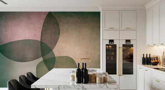 Organic Shapes Green Tones Wall Mural