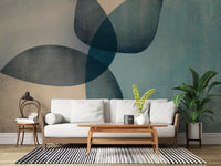 Organic Shapes Dusty Teal Wall Mural