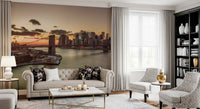Golden Hour Brooklyn Bridge Skyline Wall Mural