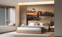 Golden Hour Brooklyn Bridge Skyline Wall Mural