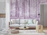 Sunlit Forest Canopy in Pastel Lilac Wall Mural