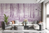 Sunlit Forest Canopy in Pastel Lilac Wall Mural