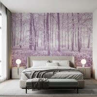 Sunlit Forest Canopy in Pastel Lilac Wall Mural