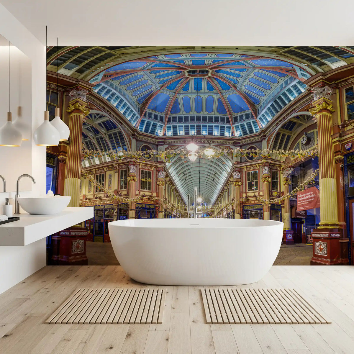 Victorian London Market Architectural Panorama Wall Mural