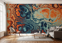 Ocean Fire Abstract Fluid Marble Pattern