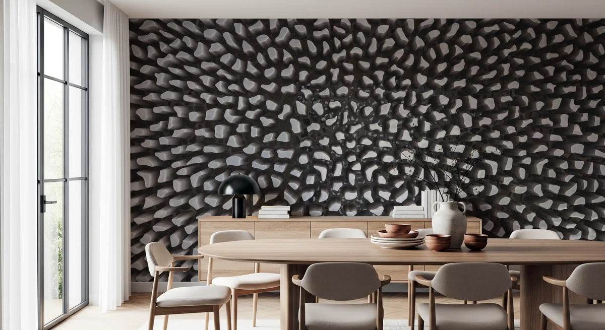 Sculptural Grey Depth Pattern Wall Mural