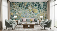 Turquoise Gold Abstract Fluid Marble Pattern