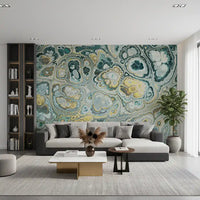 Turquoise Gold Abstract Fluid Marble Pattern