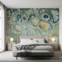 Turquoise Gold Abstract Fluid Marble Pattern