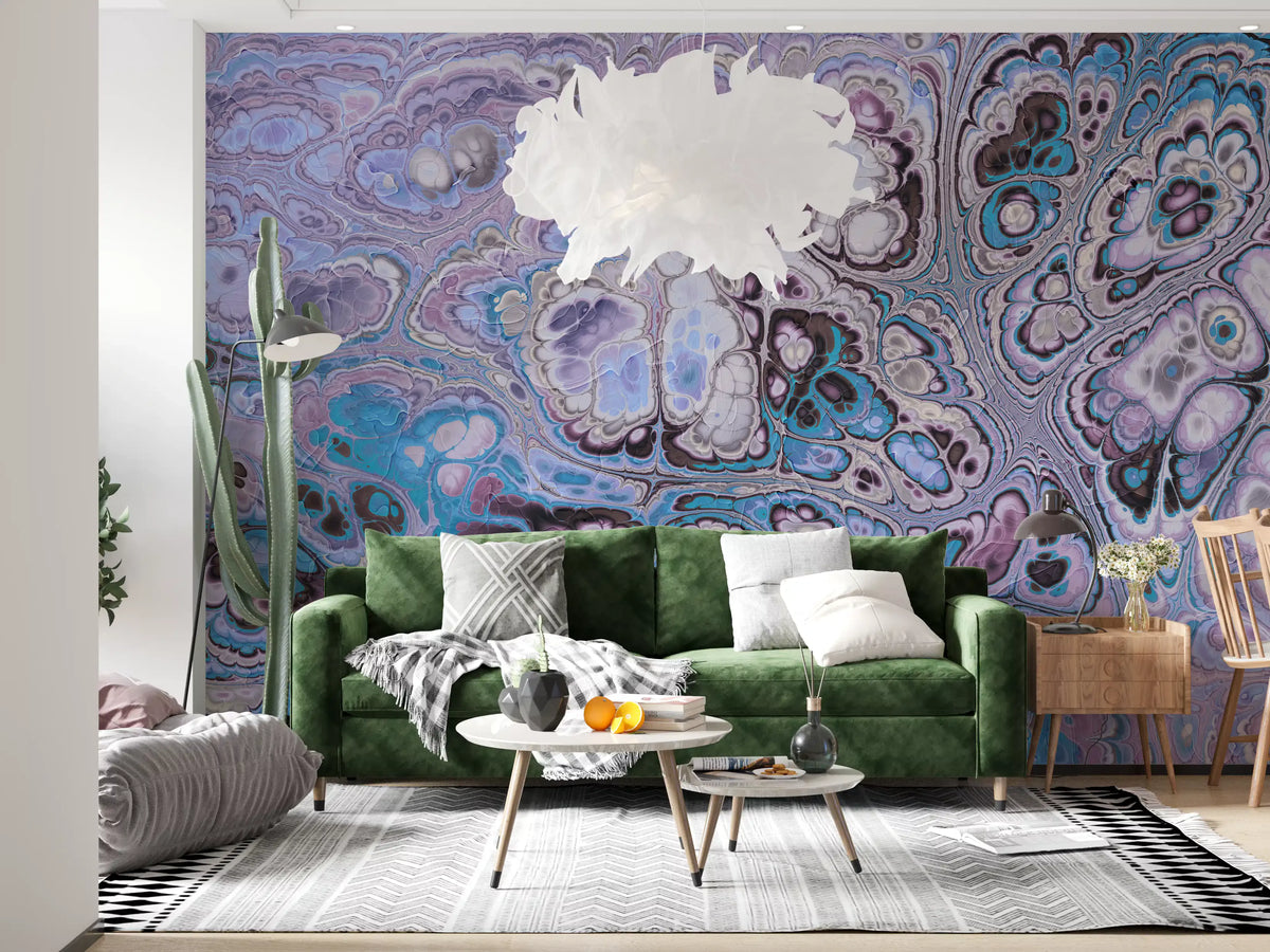 Lavender Ocean Abstract Marble Harmony