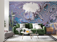 Lavender Ocean Abstract Marble Harmony