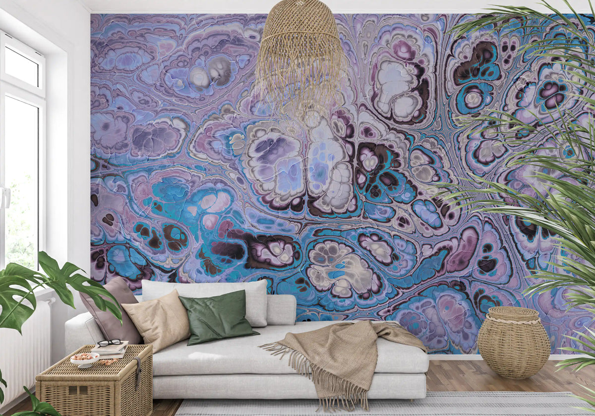 Lavender Ocean Abstract Marble Harmony