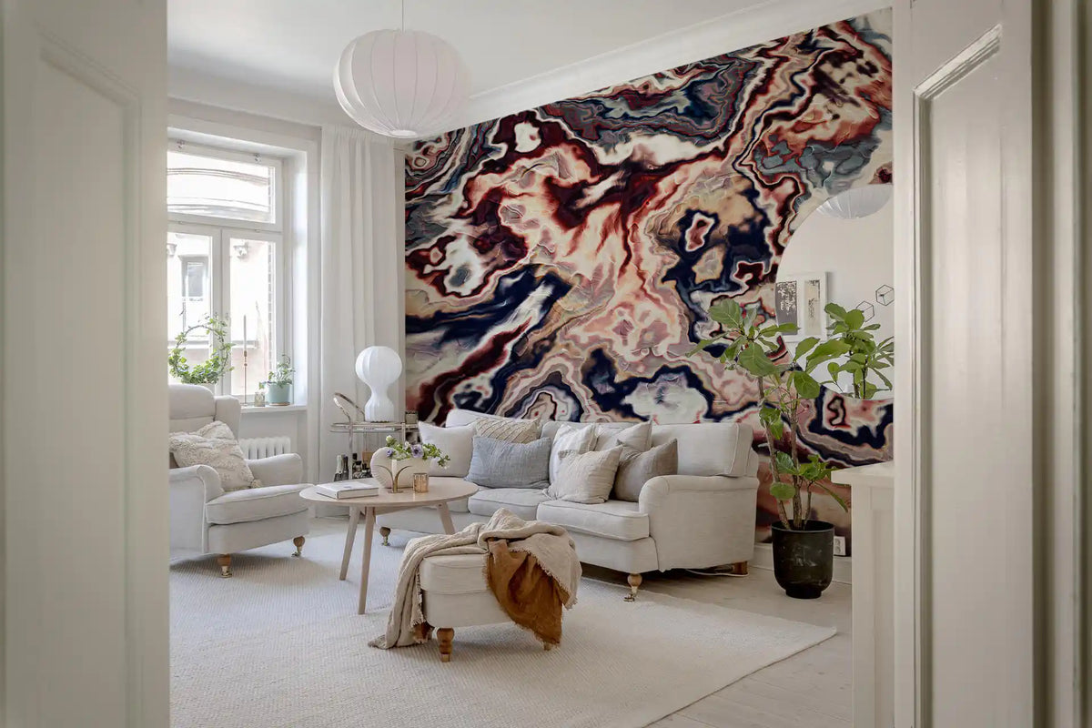 Colorful Abstract Swirls Marble Wall Mural