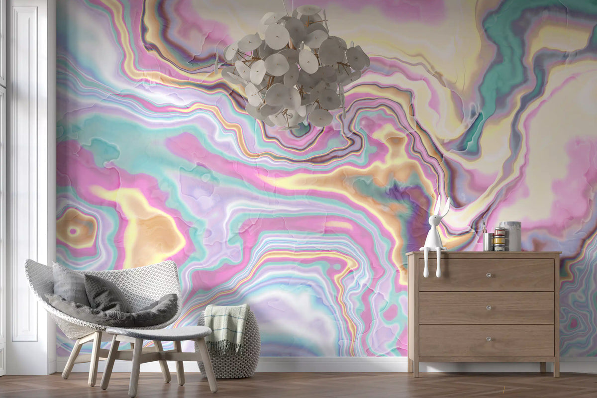 Iridescent Marble Swirl Wall Mural