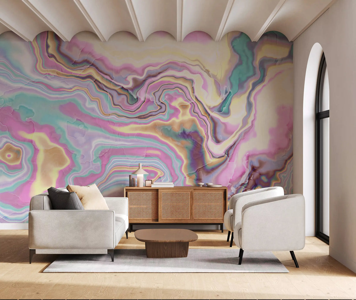 Iridescent Marble Swirl Wall Mural